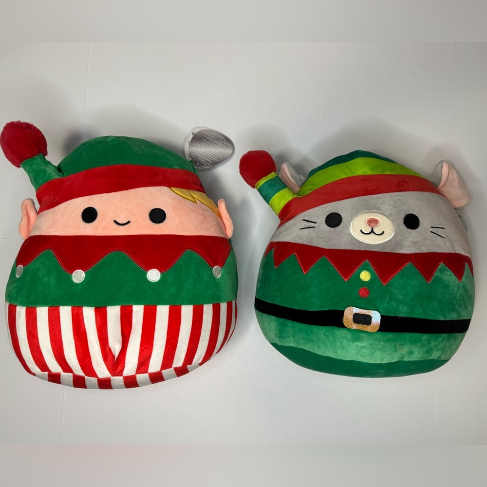 Christmas Squishmallow Lot- 12” Bartie the Elf and 10” Misty the Mouse